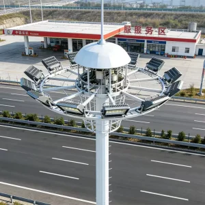 15m 20m Hot Dip Galvanized High Mast Pole with 300W 600W LED Light 20 Year Warranty for Square Football Stadium