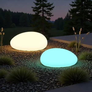 16-Color Changing LED Stone Patio Landscape Lawn Lights Plastic Outdoor Glow Stones for Garden and Christmas Decorations