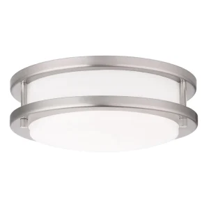 16-Inch Double-Ring 5CCT LED Flush-Mount Ceiling Light Brushed Nickel Modern Ceiling Lamp