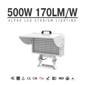 170lm/W 500W Stadium Light 3000K 6000K IP66 Aluminum LED Chips Silver High Mast CRI70 Dimmable Warranty