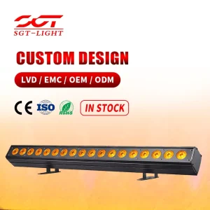 18-Piece 10W RGBW 4-in-1 Ra90 Cast Aluminum LED Wall Washer Light, DMX Pixel Bar
