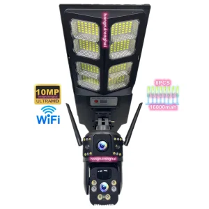 180W 16000mAh Solar LED Garden Street Light IP66 Waterproof with Motion Sensor and Camera