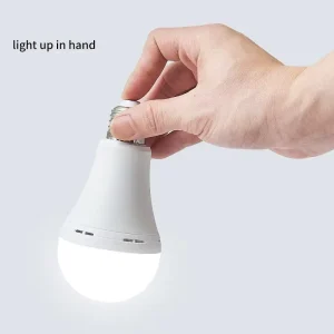 18650 Rechargeable E27 LED Bulb Intelligent Emergency Camping Light Plastic Material 1200mAh Battery Capacity