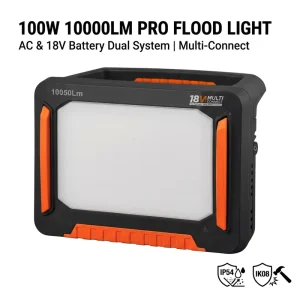 18V Battery AC230V LED Flood Light Adjustable Beam Soft White Work Light Outdoor Lighting