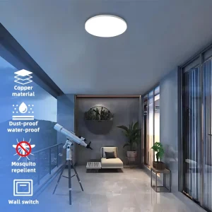 18W 24W 36W 48W LED Outdoor Flush-Mount Smart Round Ceiling Lamp with Acrylic Light, 3CCT, Metal Base