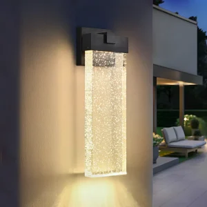 18in Sand Black Aluminum Crystal 12W LED Outdoor Waterproof Wall Light for Front Porch Garage Balcony