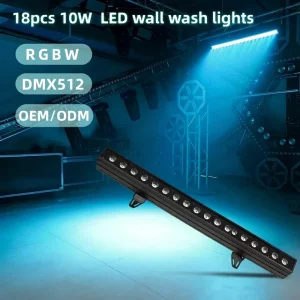 18x10W RGBW 4-in-1 LED Wall Wash Light DMX512 72CH Remote Control for Concert Nightclub Party Event
