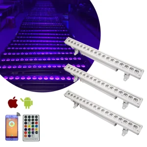 18x18W 6-in-1 RGBWAUV LED Wall Washer Battery Wireless DMX Waterproof LED Bar Stage Light