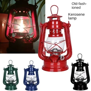 19CM Red Iron Vintage Wick Kerosene Camping Lantern