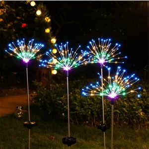 2/8 Modes 90 120 150 200LEDs LED Solar Fireworks Lights Outdoor Waterproof String Lights for Christmas Holiday Street Decoration