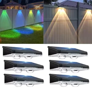 2 LED Solar Fence Lights 7 Colors ABS Material Waterproof Outdoor Wall Decor Lighting with 2 Years Warranty