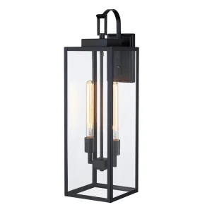 2-Light Waterproof Black Outdoor Cube Wall Light for Patio, Front Door, Entryway, and Porch