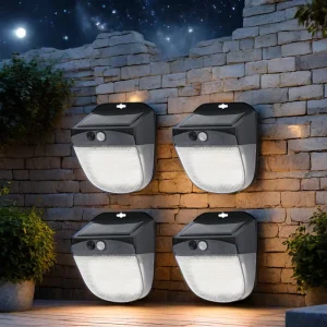 2 Pack Solar Wall Lights Outdoor Motion Sensor with 3 Modes Waterproof Dusk to Dawn LED Solar Lights for House Security Lamp