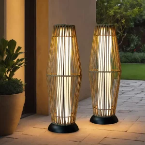 2-Pack Waterproof Freestanding Solar Garden Lights for Patio Porch Lawn Pathway