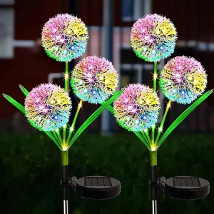 2-Piece Solar Dandelion Flower Garden Lights Waterproof for Garden, Lawn, and Yard