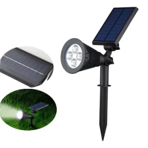 2 in 1 Auto On Off LED Decorative Landscape Spotlights Outdoor Garden Solar Powered Pathway Patio Yard Wall Light IP65 5000K