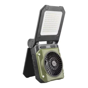 2-in-1 Solar Camping Fan Lamp, 20000mAh, USB Rechargeable Table Fan with LED Light and Power Bank