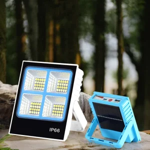 2 in 1 Solar Powered USB Rechargeable LED Work Light Portable Solar Floodlight Super Bright Camping Lamp for Outdoor Emergency