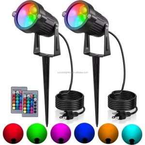 2 in 1 Waterproof RGB 3W LED Flood Light Spike 85 265V Remote Control Landscape Spotlight for Yard Garden Decor