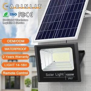 2000w 3000w 5000w Plastic Outdoor Solar Light LED Solar Street Light Waterproof Solar Flood Light 1000w with Warm White