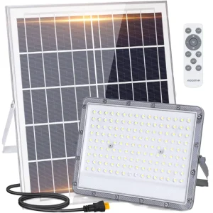 200W Remote Control IP65 Aluminum Solar Flood Light Outdoor Waterproof LED with Dimmable Feature for Garden Yard Street