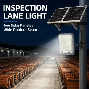200W Split Solar Flood Light IP66 Two Monocrystalline Solar Panels SMD5054 LED Die Cast Aluminum Outdoor Construction Lighting