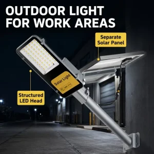 200W Split Solar Street Light Detachable Solar Panel Outdoor Lamp for Factory Yard Zone Lighting