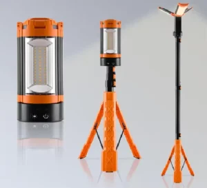 20W Rechargeable Aluminum Multifunction Camping Lamp, Professional 2200LM Tripod Emergency Working Light, Type-C Charging