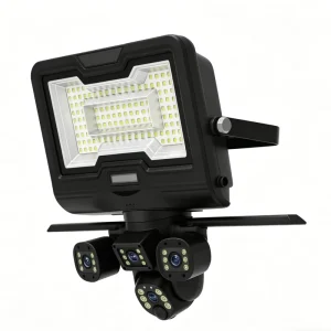 20W Solar Floodlight Triple Lens Camera 9MP 1/2.8 CMOS 24000mAh 58 LEDs IP66 Modern Outdoor Wi Fi Motion Sensor 15m