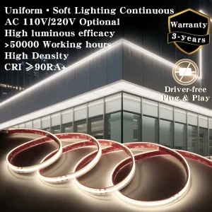 220V COB LED Strip Light High Brightness CRI 90RA IP65/67 Waterproof for Mall Park Home Engineering 110V LED Strip Light Outdoor