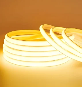 220V Flexible COB Silicone LED Strip Light with IP20 Rating, Self-Adhesive Design, and Warm, Neutral, or White Light