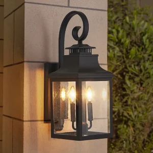 23in Black Waterproof Outdoor Wall Lantern Sconce Die Cast Aluminum Exterior Porch Light