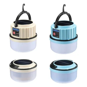 2400mAh USB-C Solar Rechargeable ABS LED Camping Lamp with Power Bank and Extendable Hook