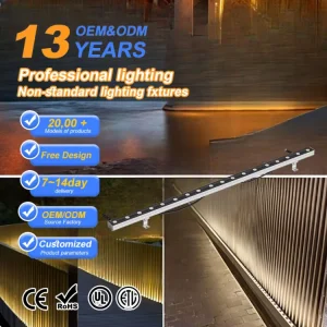 24V 24W RGB LED Wall Washer Light Aluminum Linear Outdoor IP65 Waterproof CRI 80 Dimmable Architectural Facade Landscape Lighting