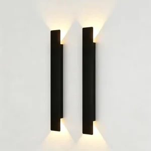24W Black Aluminum LED Outdoor Wall Light, Waterproof Strip Design