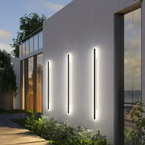 24W Gold Square Modern Outdoor Wall Light IP65 Waterproof Aluminum Alloy Vertical Strip Warm White LED Porch Garden Facade