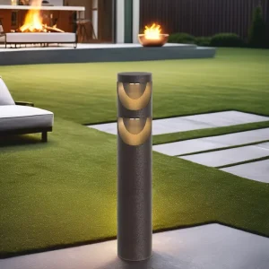 24W LED Lawn Bollard Light, IP65 Aluminum, Outdoor Garden Lamp, AC 220-240V/120-277V, 360° Beam Angle, CRI 90