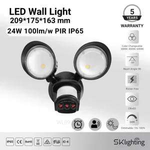 24W LED Outdoor Security Strip Light PIR Motion Sensor Daylight Floodlight IP65 Wall Mount Dusk to Dawn Garages Gardens Porches