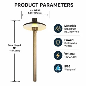 24W RGBCW Brass LED Landscape Light 12V IP65 Outdoor Garden Spotlight Path Floodlight