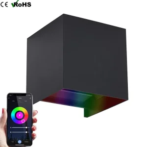 24v Garden Wall Light Outdoor Ip65 Black Cube Adjustable Beam Wall Lamp for Loxone Tree Knx Dali Pwm Dmx Tuya Wifi Zigbee