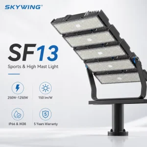 250W 1250W Modular LED Stadium Light IP66 High Mast Sports Flood Light 150lm W