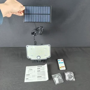 254 LED Solar Wall Light Outdoor Motion Sensor Split Solar Panel Lamp with Remote Control IP44