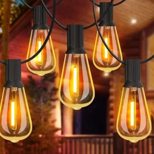 25FT 50FT Outdoor Waterproof ST38 LED String Lights Bulb Connectable Retro Festoon Light for Festival Garden Party Picnic Decor