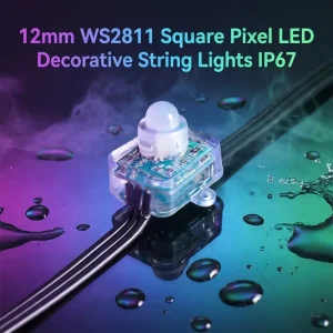 26mm*18mm WS2811 Square Pixel RGB LED Lights IP67 Decorative String Lights with PC Body Dimmable for Landscape Use