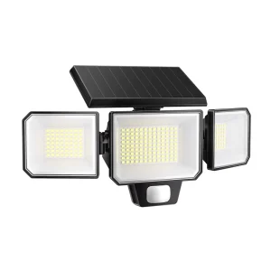 270 Wide Angle 3-Head LED Solar Wall Light 3000LM Replaceable Battery 3 Modes Remote Control IP65 Waterproof