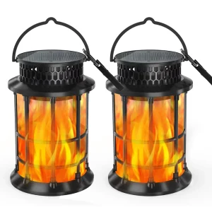 28 LED Round Palace Lantern Outdoor Solar Powered IP65 Light Amber Hanging Lawn Lamp for Courtyard and Garden Landscaping
