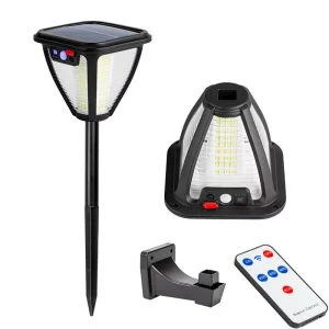 288Led 3 Modes Type C Rechargeable Remote Control Motion Sensor Wall Post Path Led Outdoor Solar Lawn Garden Light