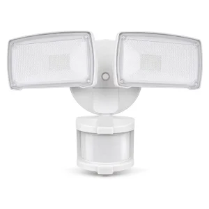 28W LED Security Light with Motion Sensor Aluminum Construction Garden Use 3000LM 5500K IP65 Waterproof 2 Head Motion Detector