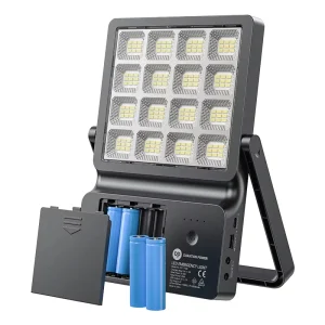 28W Rechargeable LED Spotlight Camping Lamp with Built-In Solar Panel, CE