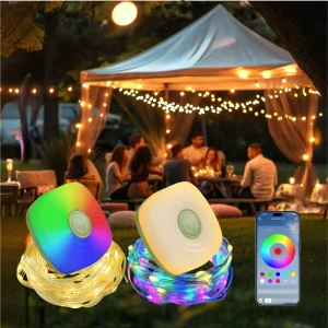2Piece Rechargeable LED Portable Camping Lamps Dimmable IP65 Waterproof String Lights for Festive Atmosphere in Outdoor Tents